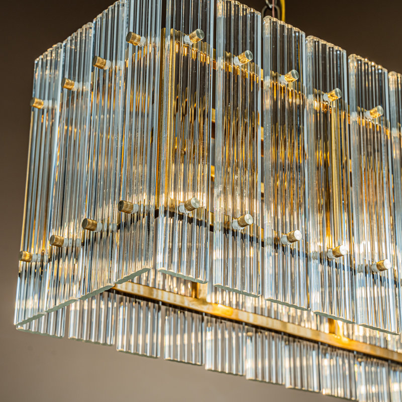 Mercer41 5Light Modern Antique Gold Handmade Glass Shade Dining Room